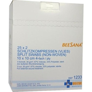 SCHLITZKOMPRESSEN Vlies 10x10 cm steril 4fach Produktbild