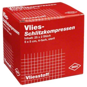 Schlitzkompressen Vlies 5x5c, 25X2 St Kompressen Produktbild