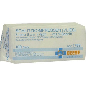 SCHLITZKOMPRESSEN Vlies 5x5 cm unsteril 4fach Produktbild