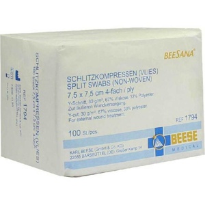 SCHLITZKOMPRESSEN Vlies 7,5x7,5 cm unsteril 4fach Produktbild