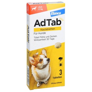 AdTab Kautabletten Für Hunde >5,5-11 kg 3 St Kautabletten Produktbild