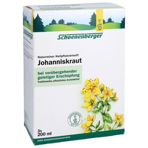 Johanniskraut Saft Schoenenberger, 3X200 ml Saft Produktbild