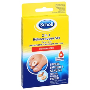 Scholl 2 in 1 Hühneraugen Set 1 Packung Pflaster Produktbild