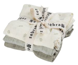 Sebra muslinfilt 3-pack sophora leaves/mist green produkt bild