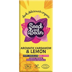 Seed & Bean Mørk Chokolade 58% Lemon & Cardamom Økologisk   75 g produktbillede