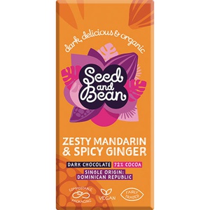 Seed & Bean Mørk Chokolade 72% M.mandarin & Ginger Økologisk   75 g produktbillede