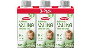 Semper Drickfärdig Fullkornsvälling Havre, Vete & Råg 12 mån 3 x 200 ml produkt bild