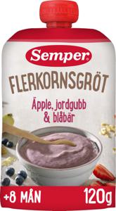 Semper Flerkornsgröt Äpple, Jordgubb & Blåbär 120 g produkt bild