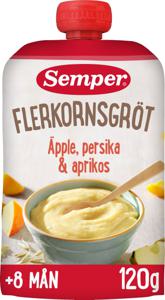 Semper Flerkornsgröt Äpple, persika & aprikos 120 g produkt bild