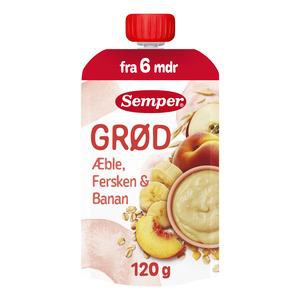 Semper Grød Med Æble, Fersken & Banan Fra 6 Mdr.   120 g produktbillede