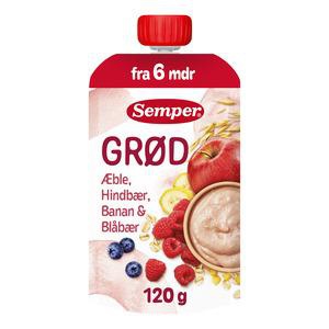 Semper Grød Med Æble, Hindbær, Banan, Blåbær Fra 6 Mdr.   120 g produktbillede