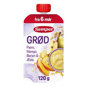 Semper Grød Med Pære, Mango, Banan Og Æble Fra 6 Mdr.   120 g produktbillede