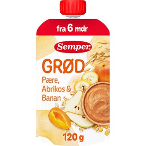 Semper Frugtgrød Med Pære, Abrikos & Banan Fra 6 Mdr.   120 g produktbillede