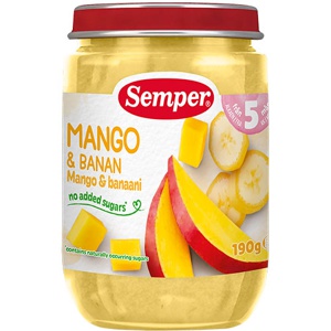 Semper Frugtpure Med Mango & Banan Fra 5 Mdr.   190 g produktbillede