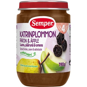 Semper Frugtpure Med Sveske, Pære & Æble 4 Mdr.   190 g produktbillede
