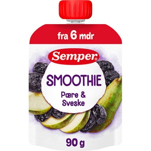 Semper Frugtsmoothie Med Pære Og Svesker Fra 6 Mdr.   90 g produktbillede