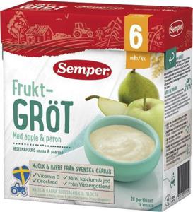 Semper Havregröt med äpple & päron 6 mån 480 g produkt bild