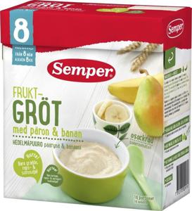 Semper Havregröt med Päron & Banan 8M 480 g produkt bild