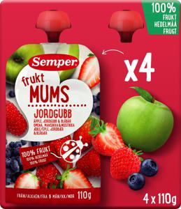Semper Fruktmums Jordgubb 6 månader 4-pack produkt bild