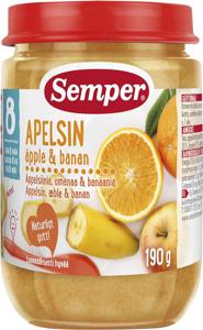 Semper Fruktpuré Apelsin Äpple & Banan 8M 190 g produkt bild