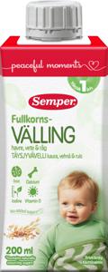 Semper Drickfärdig Fullkornsvälling Havre, Vete & Råg 12 mån 200 ml produkt bild
