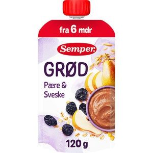 Semper Grød Med Pære Og Sveske Fra 6 Mdr.   120 g produktbillede
