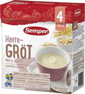 Semper Havregröt Mild & Naturell, 4 mån 480 g produkt bild