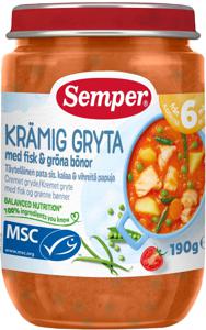 Semper Krämig Gryta Med Fisk & Gröna Bönor Från 6 månader produkt bild