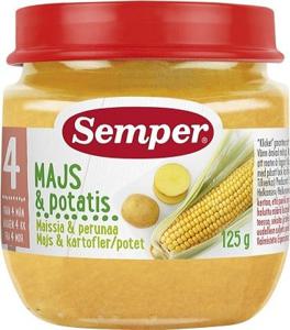Semper Majs och Potatispuré från 4 månader 125g produkt bild