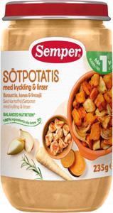 Semper Sötpotatis med kyckling & rosmarin 235g 12m produkt bild