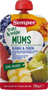 Semper Veggiemums Klämmis Blåbär & Päron från 6 månader 110 g produkt bild