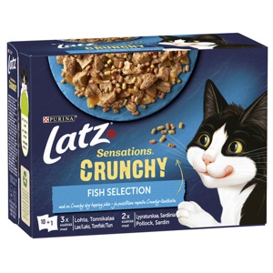 Sensations Crunchy Fish Selection Våtfoder I Gelé till Katt - 10 x 85 g + topping produkt bild