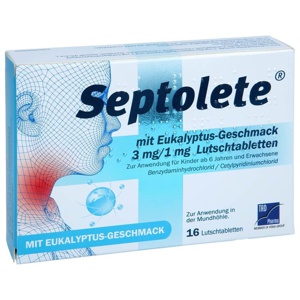 SEPTOLETE m.Eukalyptus-Geschmack 3mg/1mg Lut.-Tab. Produktbild