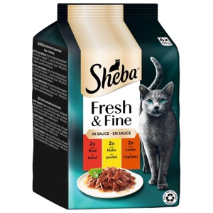 Nassfutter Katze mit Rind, Huhn & Lamm, fresh & fine, Multipack (6x50 g), 300 g Produktbild
