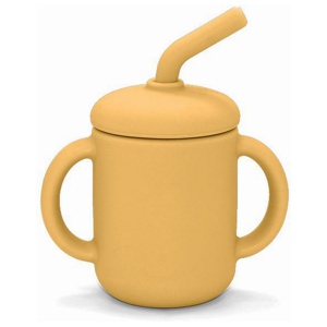 Summerville Silikonmugg med sugrör ockra Silikonmugg gul produkt bild