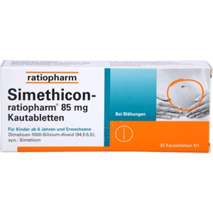 SIMETHICON-ratiopharm-85-mg-Kautabletten Produktbild