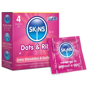 Skins Kondomer Dots & Ribs 4-pack produkt bild