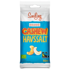 Smiling Cashewnötter Havssalt 55 g produkt bild