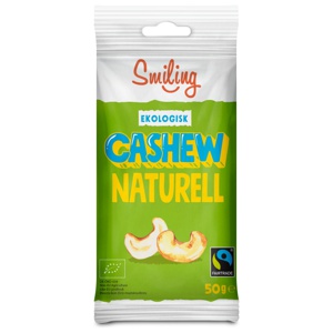 Smiling Cashewnötter Naturell 50 g produkt bild