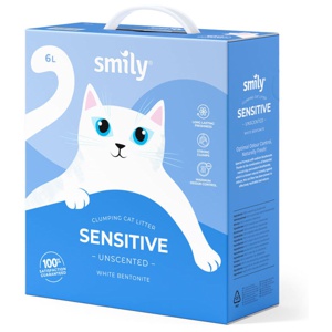 Smily White Bentonite Unscented Kattsand 6 L produkt bild