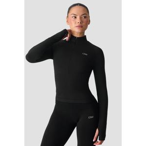 Smooth Seamless Långärmad Tröja med Dragkedja Svart produkt bild