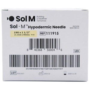 Sol-M, kanyle, beige, steril 19G x 1 1/2", 1,1 mm x 40 mm - 100 stk. produktbillede