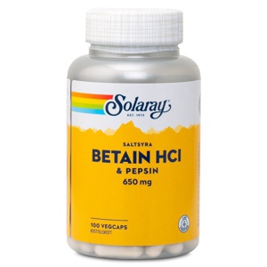 Solaray Betain HCI & Pepsin 100 kapsler produktbillede
