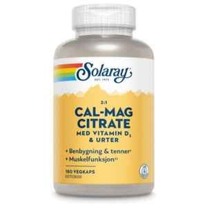 Solaray Cal‑Mag 2:1 M/D Citrate Veg 90 kapsler – Organisk kalsium og magnesium med vitamin D produktbilde