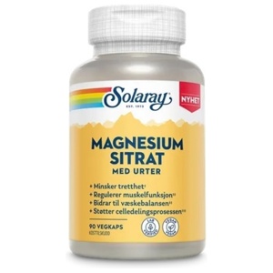 Solaray Magnesium Sitrat 90 kapsler – Lettopptakelig magnesium med urter produktbilde