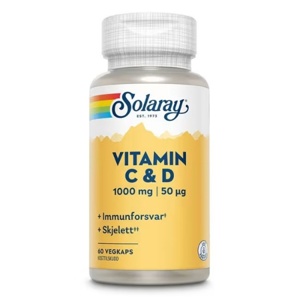 Solaray Vitamin C & D - 1000mg C og 50µg D 60 Vegkapsler produktbilde