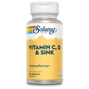 Solaray Vitamin C, D & Sink 30 kapsler – immunstøtte med bioflavonoider produktbilde