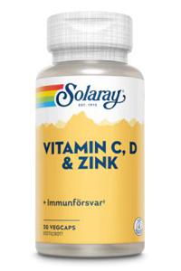Solaray Vitamin C, D & Zink 30 ST produkt bild