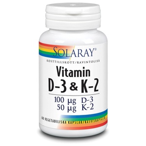 Solaray Vitamin D3 & K2 60 kapslar produkt bild