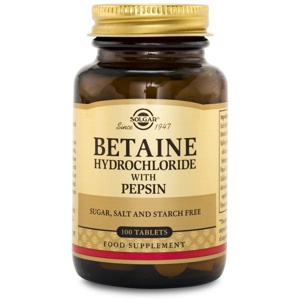 Solgar Betaine Hydrochloride 100 tabl produktbillede